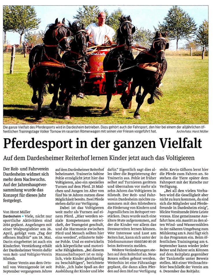 Zeitungsartikel aus der Harzer Volksstimme